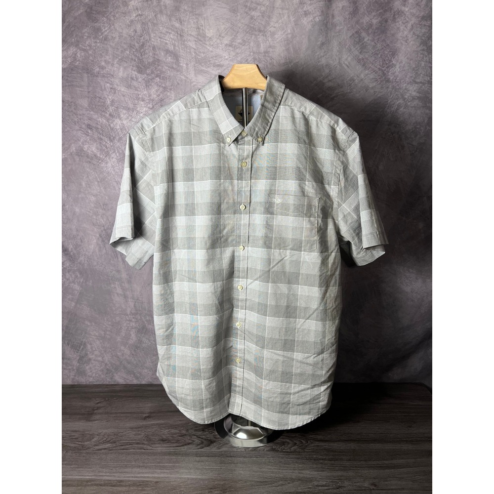 Dockers Button Down Plaid Classic Fit Short Sleeve Pocket Gray Men's Size XL
